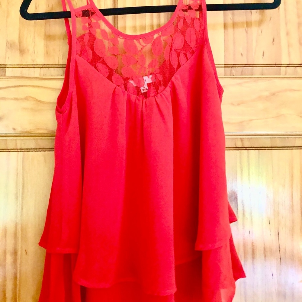 Red Lacey Layered Tank Top